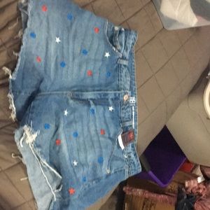 Red white and blue star shorts